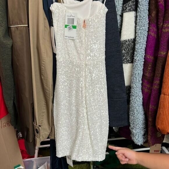 Nookie Revolve Supreme Mini Cut-out Cocktail Dress LARGE White Sequins $279 - Picture 5 of 7